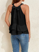 Ruffled Printed Halter Neck Cami Top - Ladyez