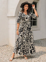 Plus Size Floral Print Balloon Sleeve Maxi Dress