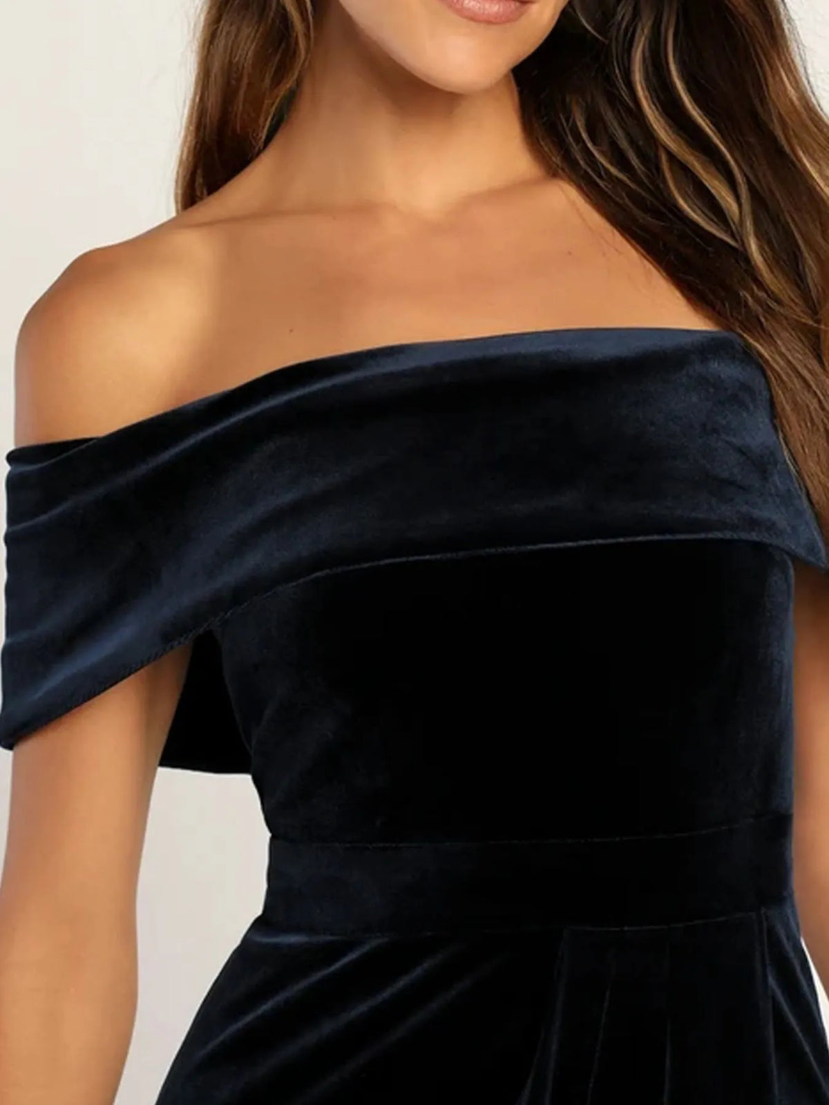 Off-Shoulder Wrap Dress with Side Slit - Ladyez