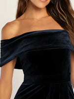 Off-Shoulder Wrap Dress with Side Slit - Ladyez