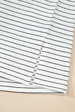 Stripe Cap Sleeve Crew Neck Casual Tee with Chest Pocket