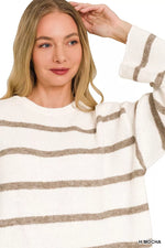Zenana Wool Blend Striped Sweater