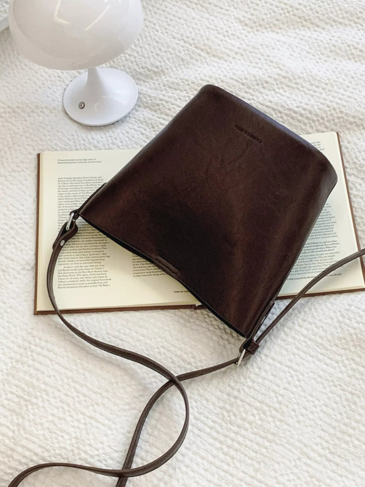 Leather Bucket Crossbody Bag