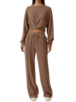 Twist-Front Long Sleeve Top and Pants Set