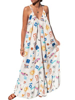 Printed V-neck Summer Maxi Dress - Ladyez