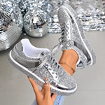 Sequin Lace Up Sneakers