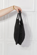 Justin Taylor Beach Date Straw Rattan Handbag in Black - Ladyez