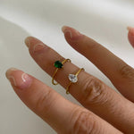 2-Piece 18K Gold-Plated Inlaid Zircon Open Ring - Ladyez
