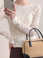 Lace Round Neck Long Sleeve Top