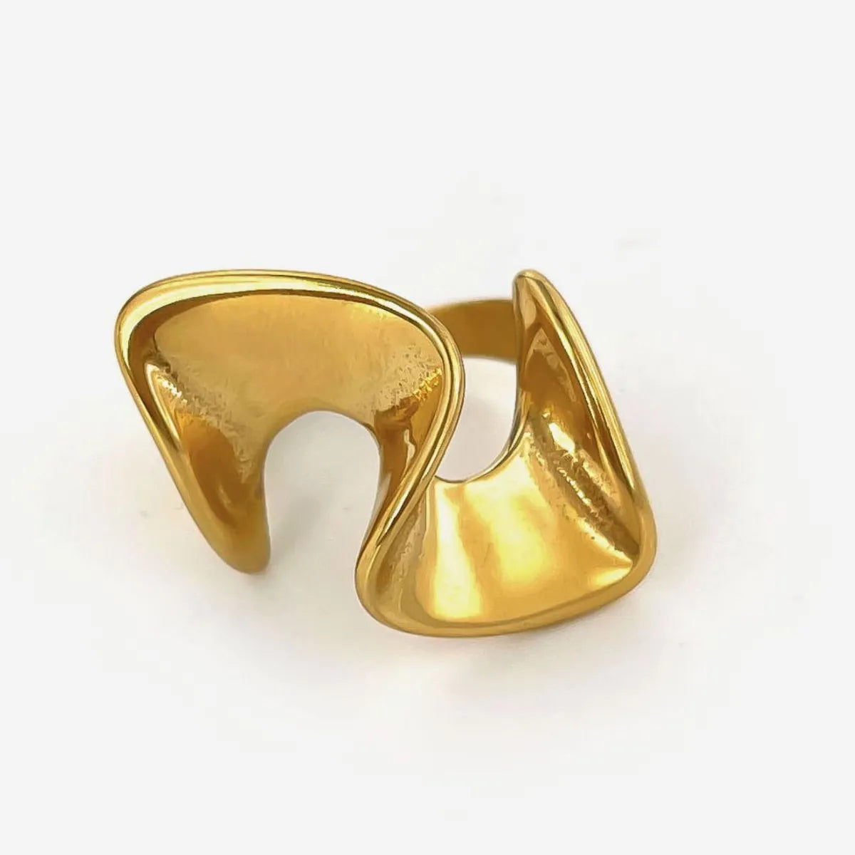 18K Gold-Plated Abstract Wave Ring - Ladyez