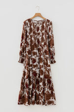 Floral Puff Sleeve Smocked Bodice Ruffled Maxi Dress