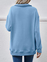 Collared Neck Dropped Shoulder Sweatshirt