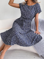 Floral Print Pleated Midi Dress with Belt