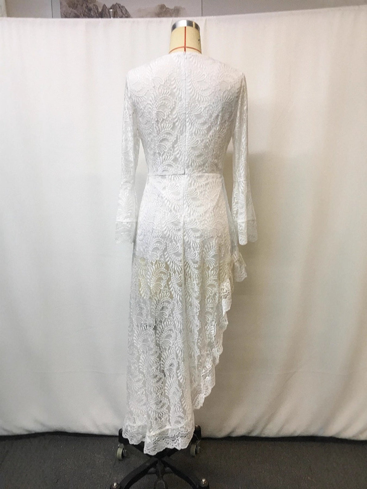 Lace High-Low V-Neck Dress