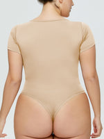 Full Size Square Neck Short Sleeve Bodysuit - Ladyez
