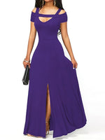 Elegant Off-Shoulder Slit Maxi Dress