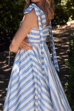 Striped Square Neck Wide Strap Dress - Ladyez