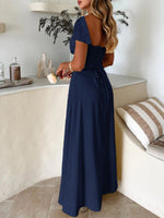 Devine Sweetheart Neck Short Sleeve Maxi Dress - Ladyez