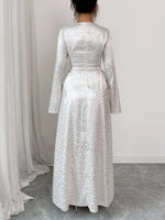 Leopard Lace Up Long Sleeve Maxi Dress