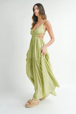 MABLE Cutout Waist Backless Maxi Dress - Ladyez