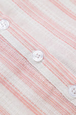 Striped Button Detail Short Sleeve Blouse