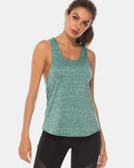 Full Size Scoop Neck Wide Strap Active Tank - Ladyez