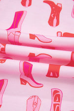 Cowgirl Boots Printed Shirt and Shorts Set - Ladyez