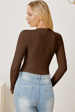 Zip Up Long Sleeve Bodysuit - Ladyez
