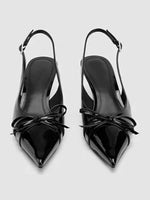 Bow Point Toe Slingback Pumps - Ladyez
