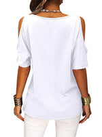 Full Size Crisscross Cold Shoulder Casual T-Shirt Plus Size - Ladyez