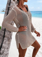 Openwork Tie Neck Cover-Up - Ladyez