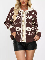 Floral Pattern Button-Down Cardigan