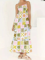Printed Cutout Back Cami Dress
