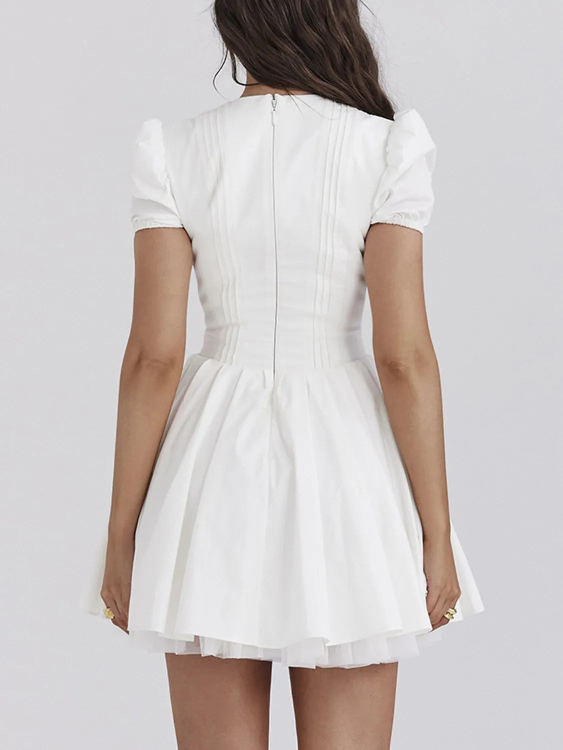 V-Neck Short Sleeve Mini Dress - Ladyez