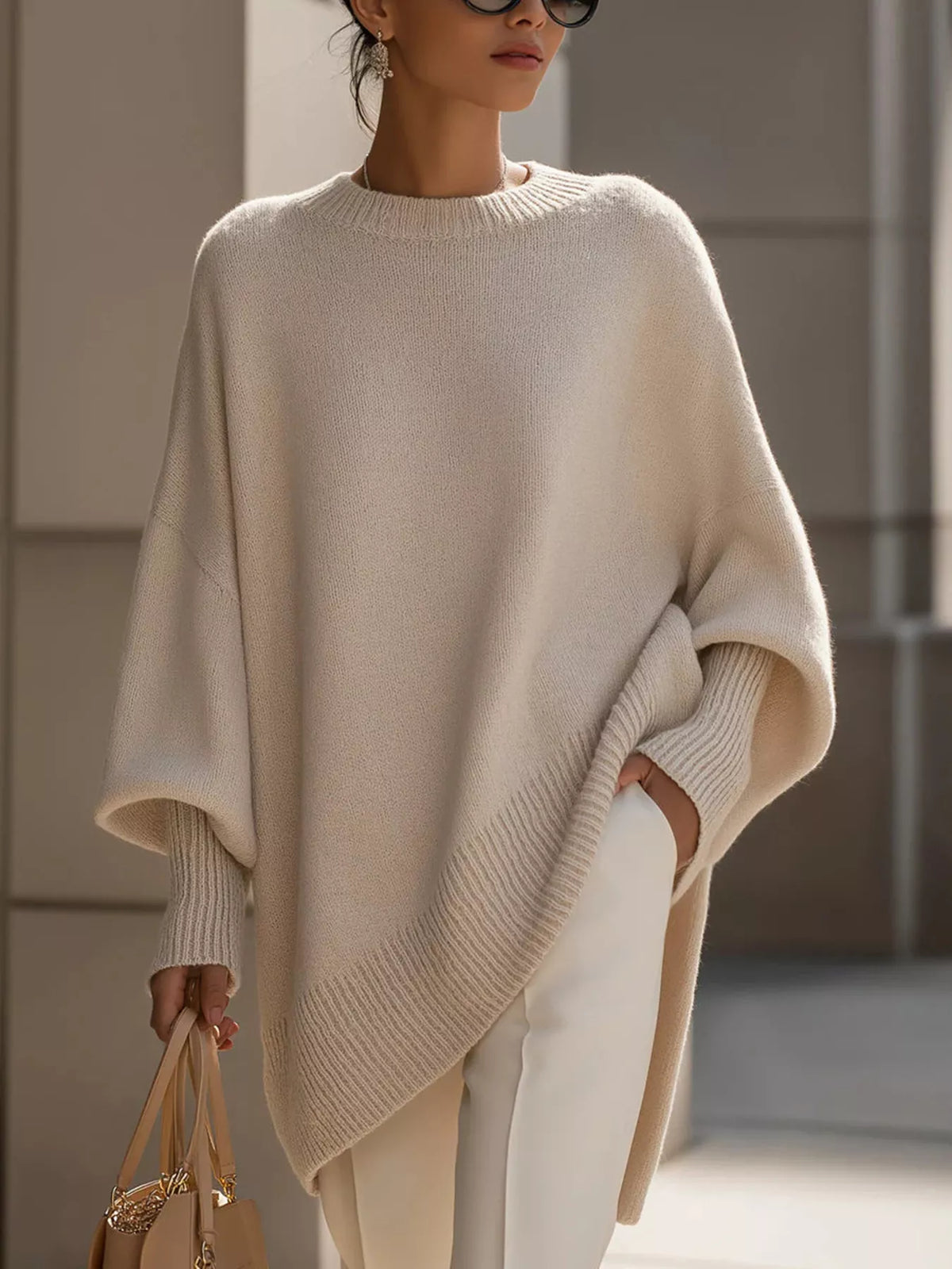 Oversized Batwing Sleeve Knit Sweater
