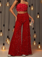 Sequin Embellished Wide Leg Pants