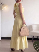 Sleeveless Tiered Lace Trim Maxi Dress