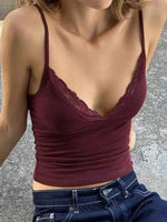 Lace Trim V-neck Cami Top - Ladyez