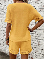 Tassel Round Neck Top and Shorts Set