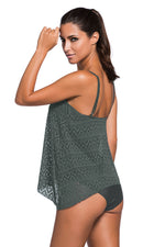 Full Size Spaghetti Strap Scoop Neck Tankini Set - Ladyez