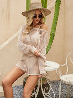 Openwork Round Neck Top and Shorts Swim Set - Ladyez