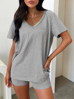 V-Neck T-Shirt and Shorts Set