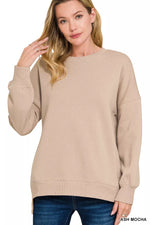 Zenana Full Size Fleece Hi-low Boyfriend Sweatshirts with Pockets Plus Size