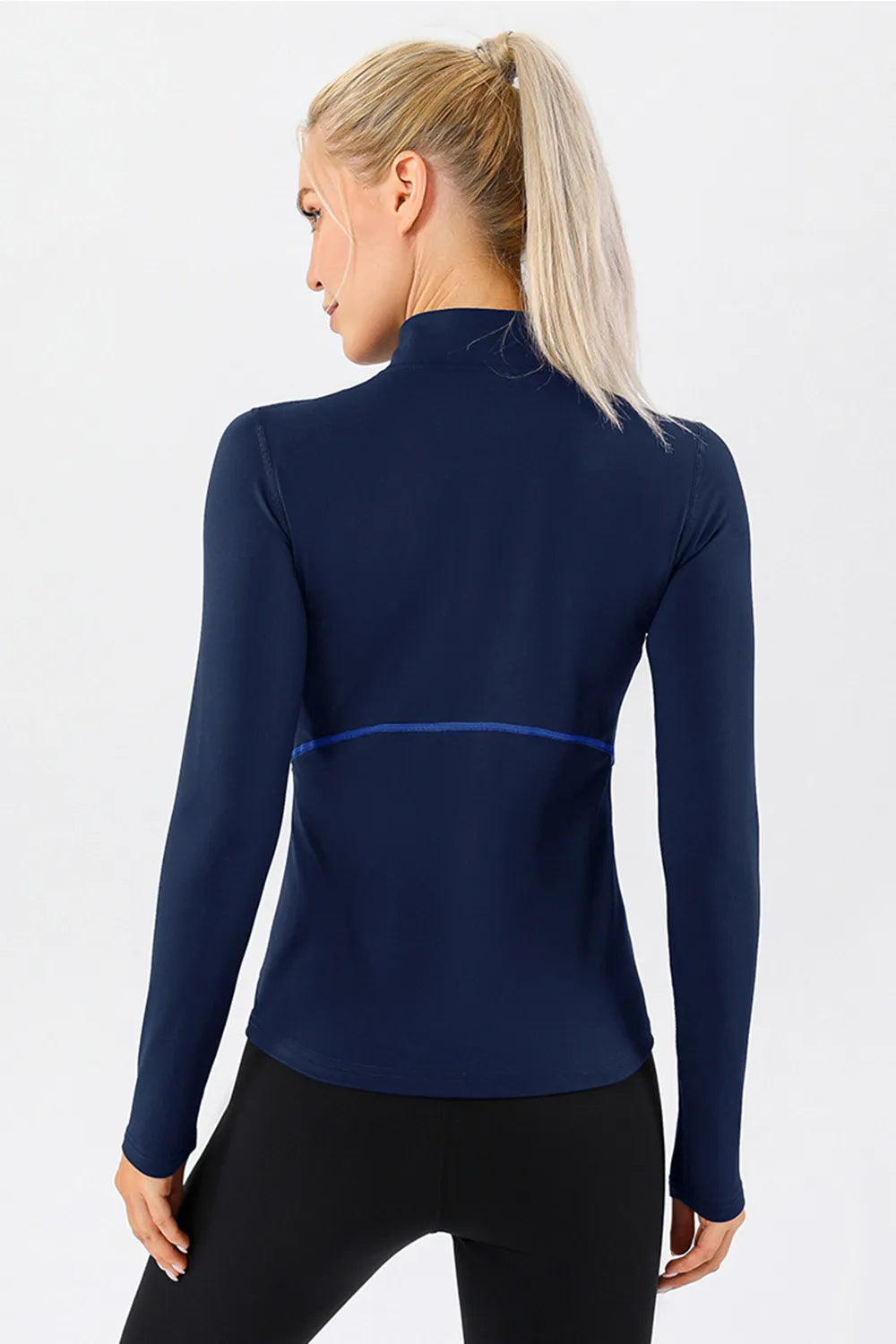 Mock Neck Quarter Zip Active T-Shirt - Ladyez