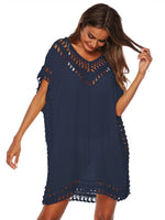 Bohemian Crochet Trim Beach Cover Up Dress - Ladyez