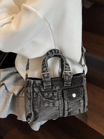 Vintage Washed Denim Crossbody Bag