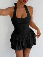 Halter Neck Ruffle Layered Dress