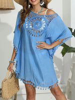 Tassel Crochet Round Neck Cover-Up - Ladyez