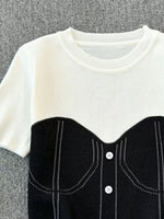Color Block Short Sleeve Knit T-Shirt