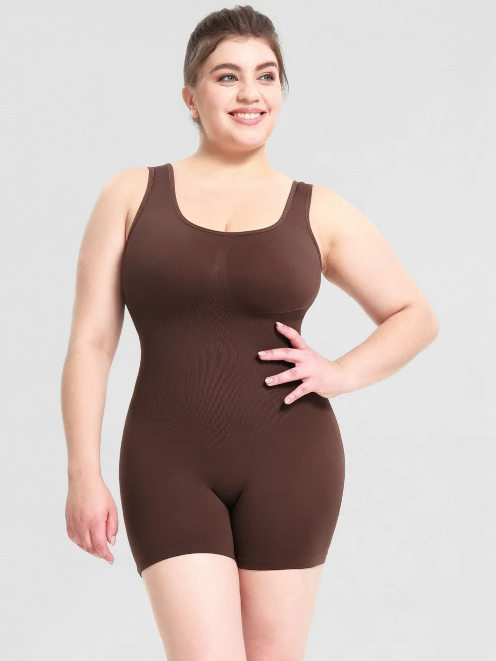 Scoop Neck Wide Strap Shaping Romper - Ladyez